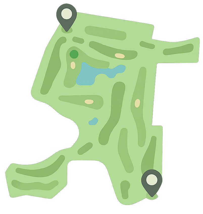 Connected experience showing golf course with location pins